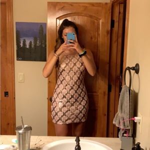 Tan sparkly mini dress size 9